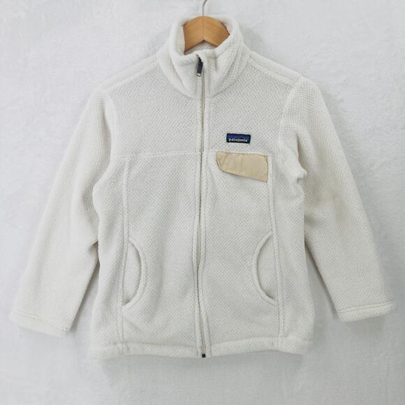 Patagonia Full Zip Re-Tool Jacket Womens Small (17x23) White Deep Pile Fleece - Picture 1 of 15